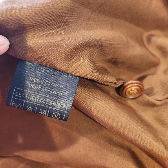 Mens suede bomber style jacket lightweight lined button up 4 pockets large tan - Picture 6 of 11